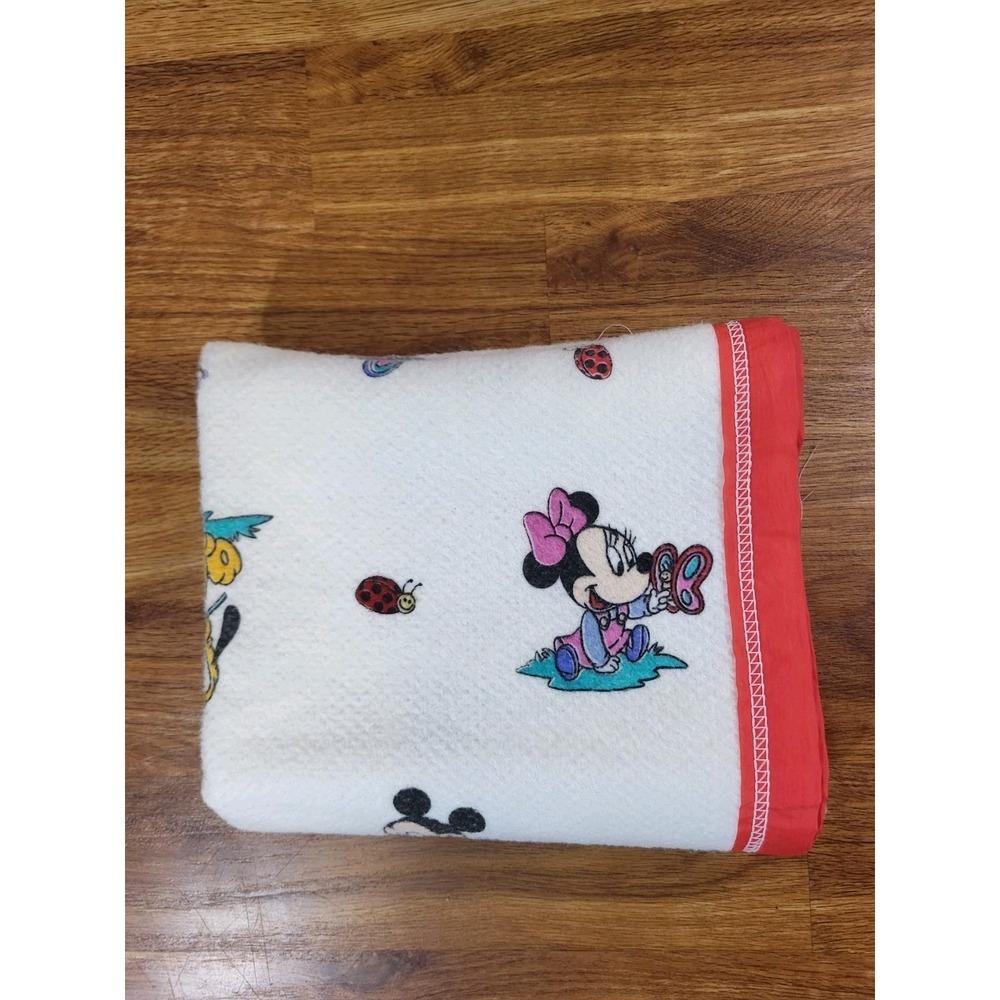 Vintage Dundee Mickey Mouse Minnie Pluto Disney Cotton Flannel Baby Blanket